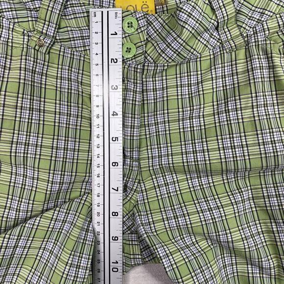 Lole Bermuda Shorts Womens 10 Green Plaid Roll Up Leg Stretch Water Resistant - Picture 7 of 11